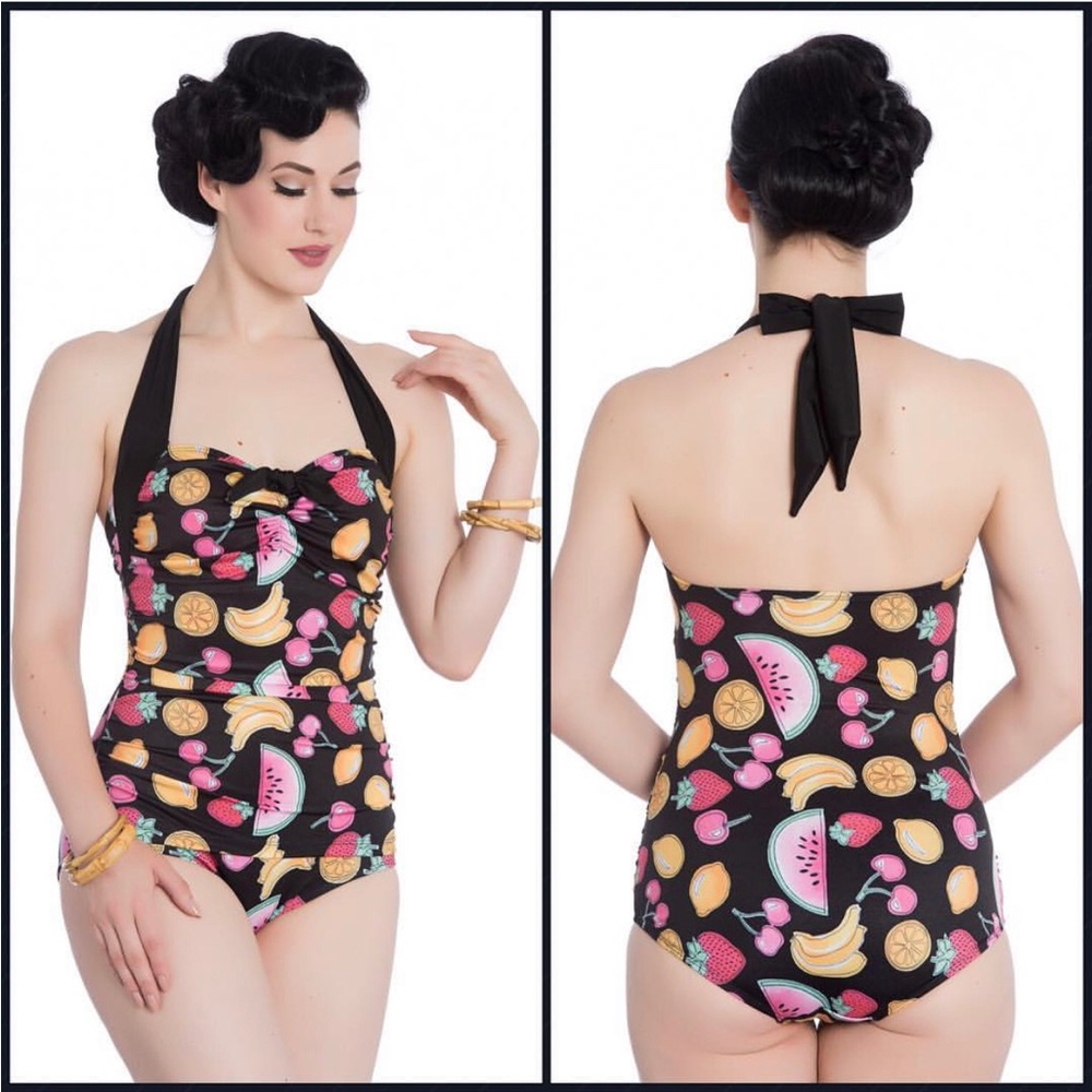 Hell Bunny Tutti Frutti One Piece Pin Up inspired Bathing Suit